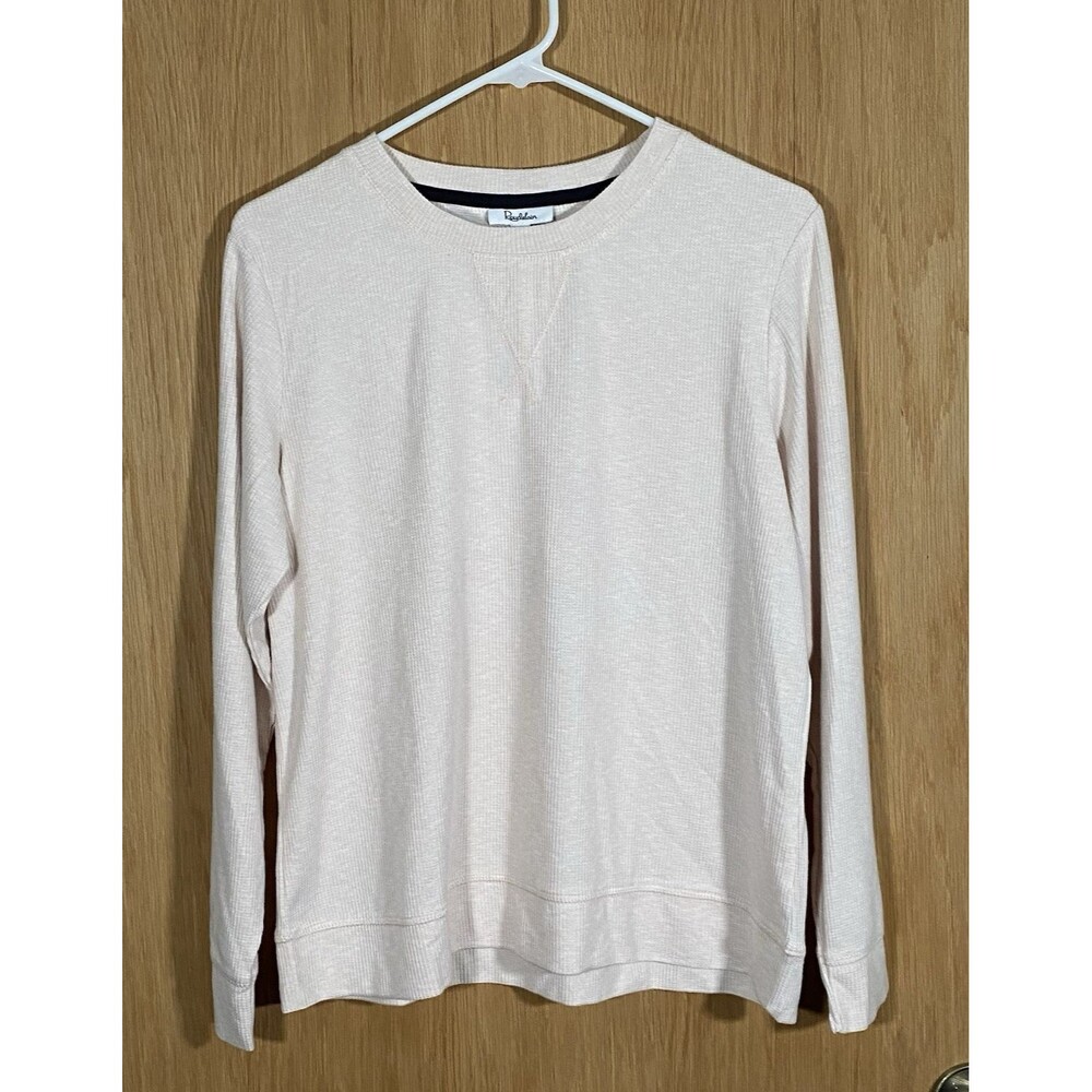 Roudelain Whisperluxe Thermal Top Crew Neck Soft Pink Athleisure Women's Lg NWT
